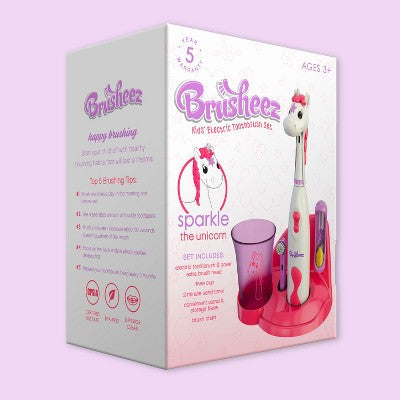 Brusheez Sparkle the Unicorn Kid's Electric Toothbrush Set - Imperfect Box
