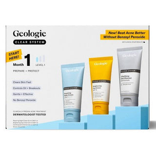 Geologie Clear System Month 1 / Level 1 Acne Treatment & Skincare Set 3pc - New