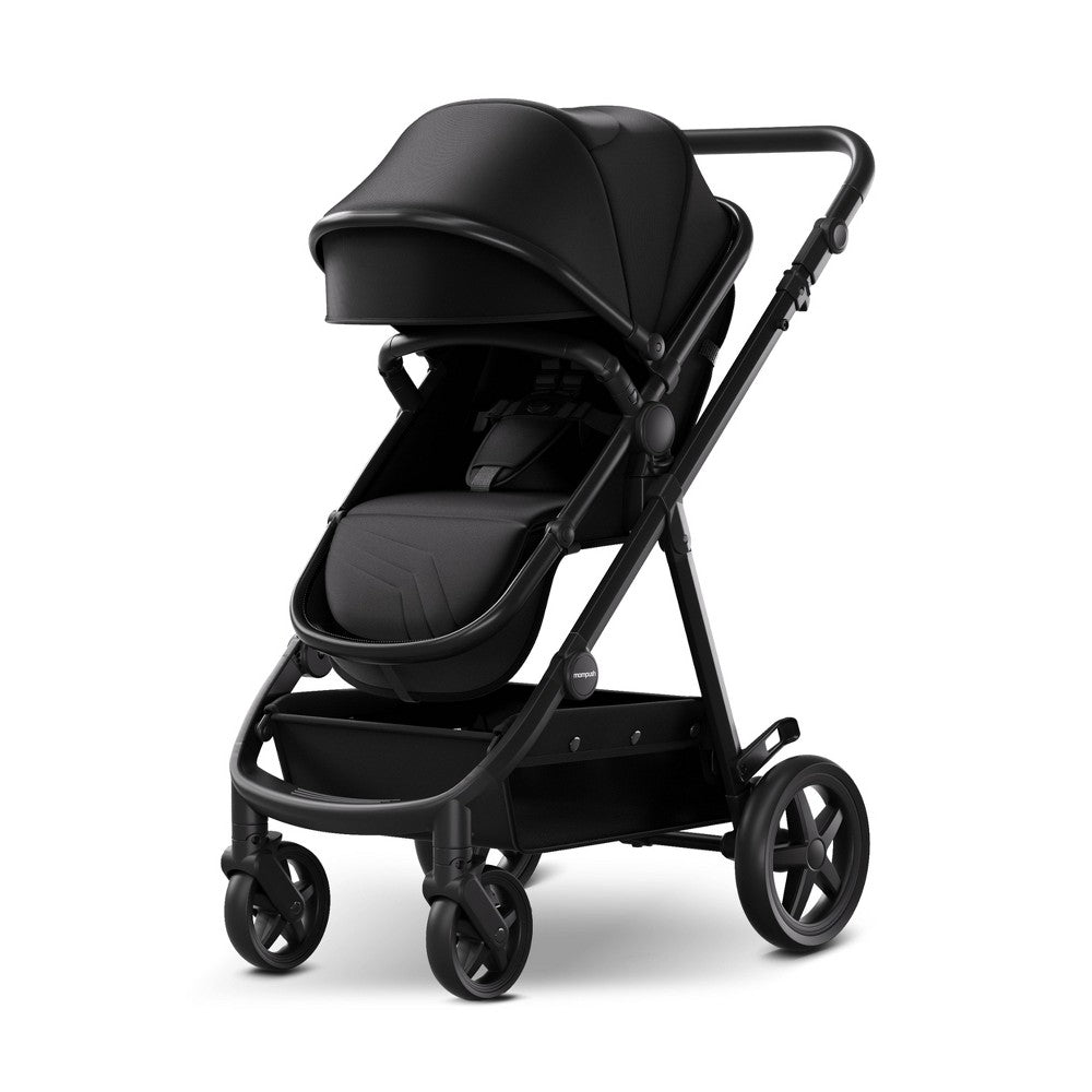 Mompush Meteor Convertible Stroller  Black Fabric  Silver Frame
