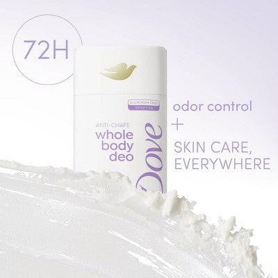 Dove Beauty Whole Body Solid Deodorant Anti-Chafe Stick Coconut & Vanilla 2.6oz - New