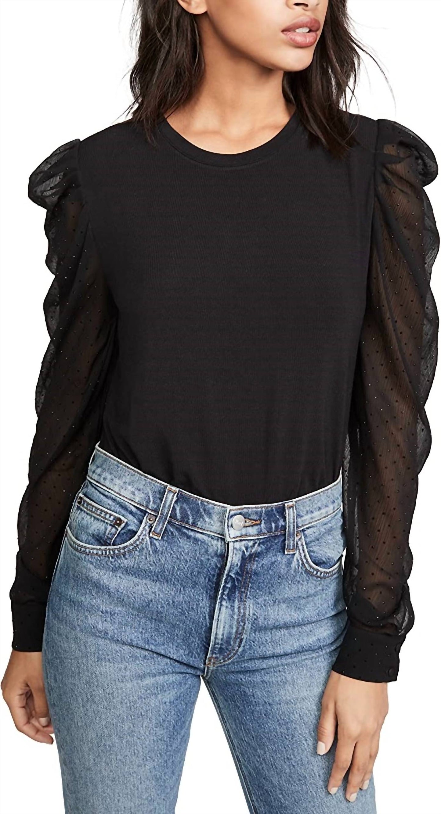 Generation Love - QUINN RHINESTONE PUFF-SLEEVE TOP