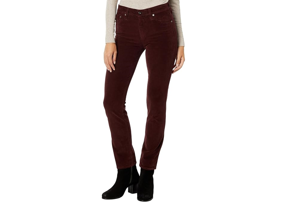 AG Jeans Mari High-Waist Slim Straight Leg Jeans Brown