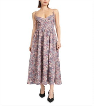 En Siason Organza Cami Midi Dress Charcoal Blue Size S