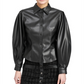 En Saison Faux Leather Button Front Shirt