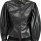 En Saison Faux Leather Button Front Shirt