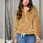 Frankie & Pop Women's sherpa spring cozy camel Jacket front pocket bomber Jacket Brown Size Large