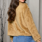 Frankie & Pop Women's sherpa spring cozy camel Jacket front pocket bomber Jacket Brown Size Large