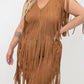 Vocal Apparel - FAUX SEUDE FRINGE TUNIC DRESS
