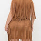 Vocal Apparel - FAUX SEUDE FRINGE TUNIC DRESS
