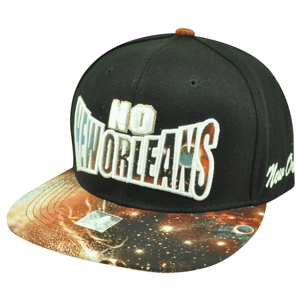 New Orleans State Galactic Sublimated Galaxy Flat Bill Snapback Black Hat Cap