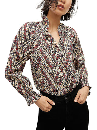 Veronica Beard Calisto High Neck Ruffled Top White