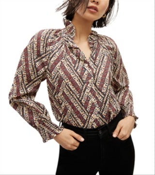 Veronica Beard Calisto High Neck Ruffled Top White