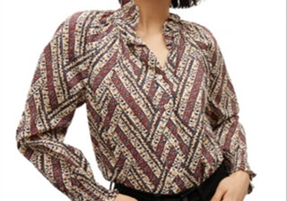 Veronica Beard Calisto High Neck Ruffled Top White