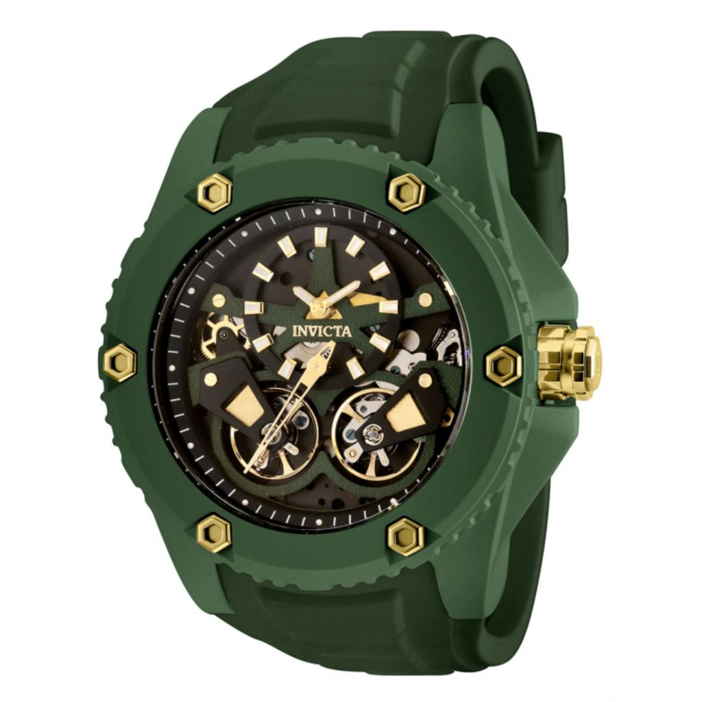Invicta 51mm Akula Automatic Double Open Heart Strap Watch