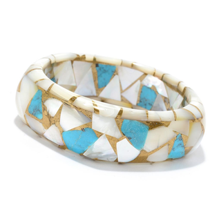 Dallas Prince Mother-of-Pearl & Turquoise Mosaic Bangle Bracelet