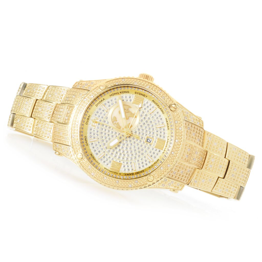 JBW 46mm Jet Setter Swiss Quartz GMT Diamond Accented