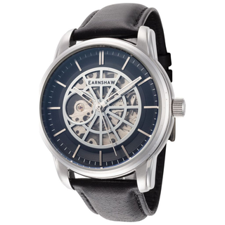 Thomas Earnshaw Men's Radius Skele 45mm Black Dial Leather Watch