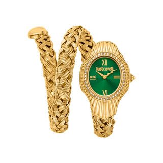 Just Cavalli Women's Signature Snake Crystal Accented Wrap Watch