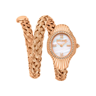 Just Cavalli Women's Signature Snake Crystal Accented Wrap Watch