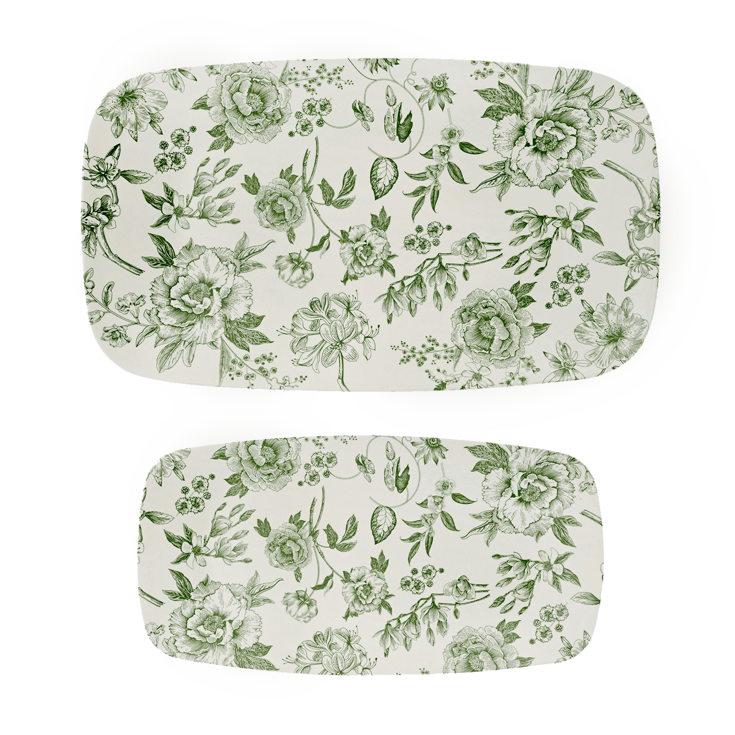 Green Delft Stacking Melamine Tray - set of 2