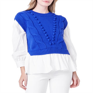English Factory Cobalt Blue Cable Knit Vest Top Cobalt Blue