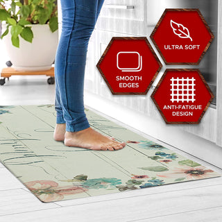 20" x 55" Chic Anti-Fatigue Memory Foam Kitchen Runner Mat (Faith Family Friends)