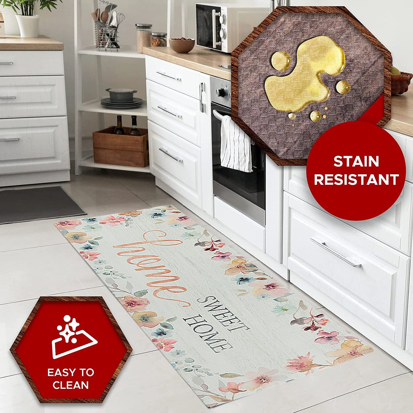 20" x 55" Chic Anti-Fatigue Memory Foam Kitchen Runner Mat (Home Sweet Home)
