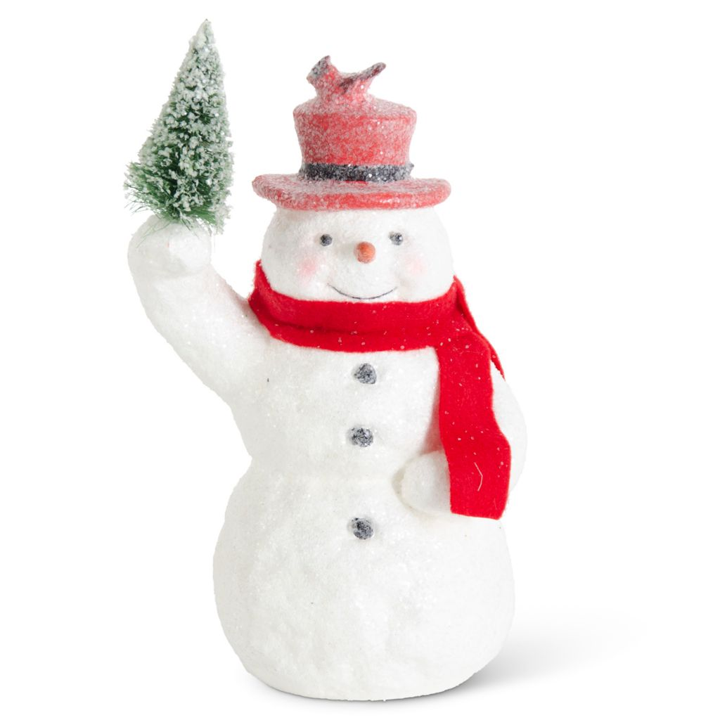 At Home w/ Jorge Parez 10.25" Sugar Glitter Snowman Holding Tree