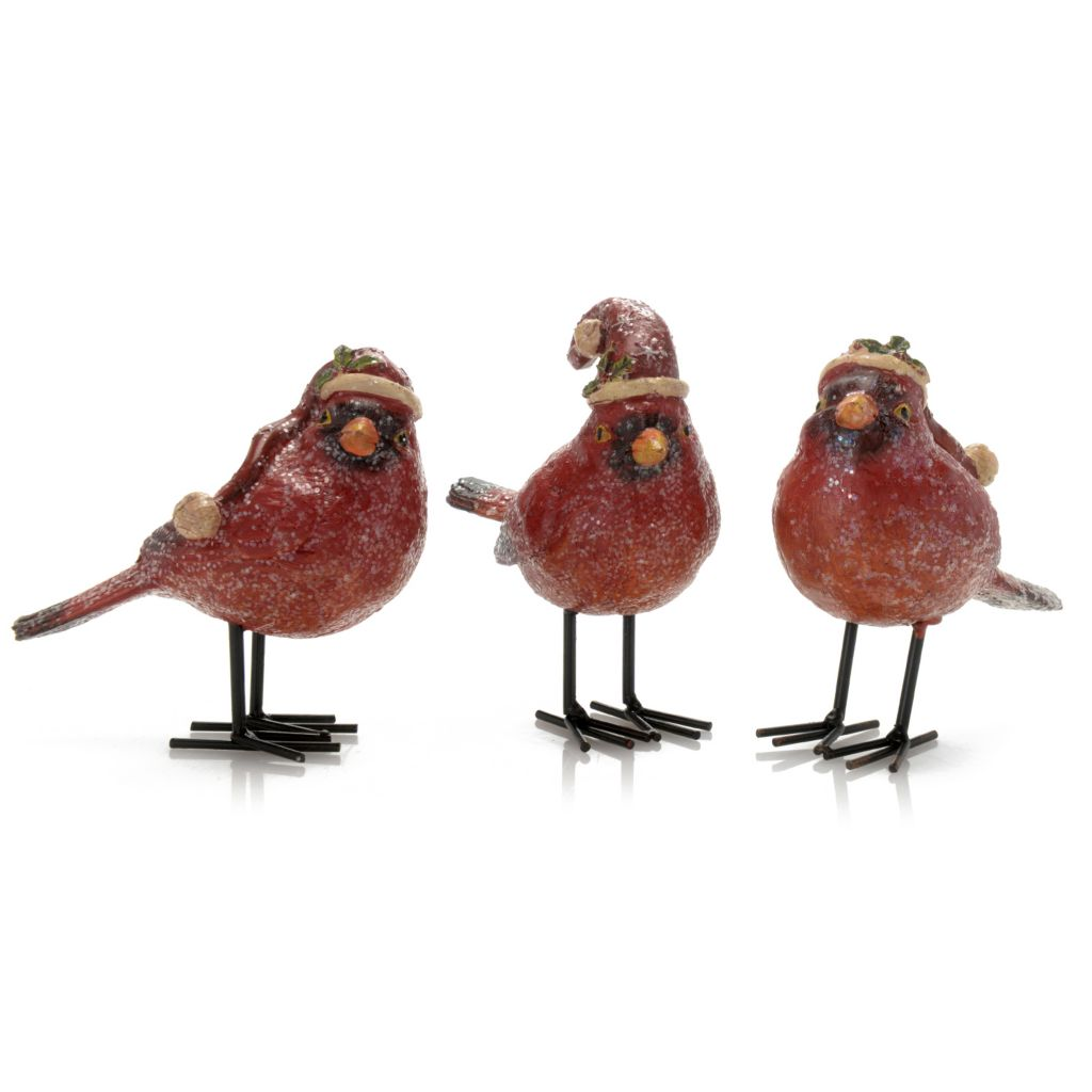 At Home w/ Jorge Parez Set of 3 Assorted Glitter Cardinals