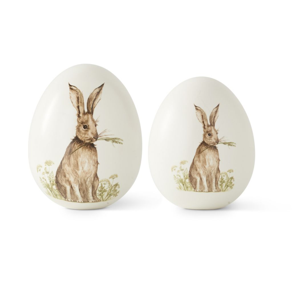 At Home w/ Jorge Parez Set of 2 Ceramic Bunny Detail Tabletop Eggs
