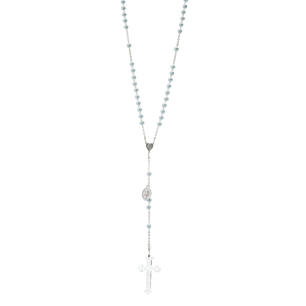 Waterford Crystal Tranquility 15.5" Blue Glass Beaded Rosary