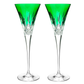 Waterford Crystal Lismore Pops Set of 2 6 oz Emerald Flutes