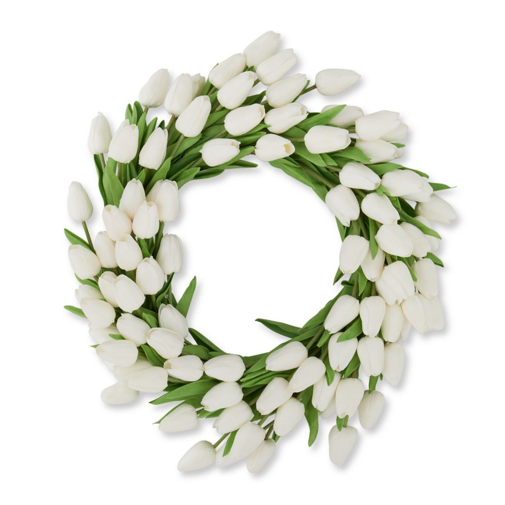 At Home w Jorge Parez 22 White Real Touch Mini Tulip Wreath