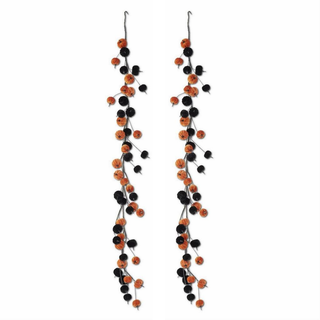At Home w/ Jorge Parez 60" Set of 2 Black & Orange Velvet Pumpkin Garland