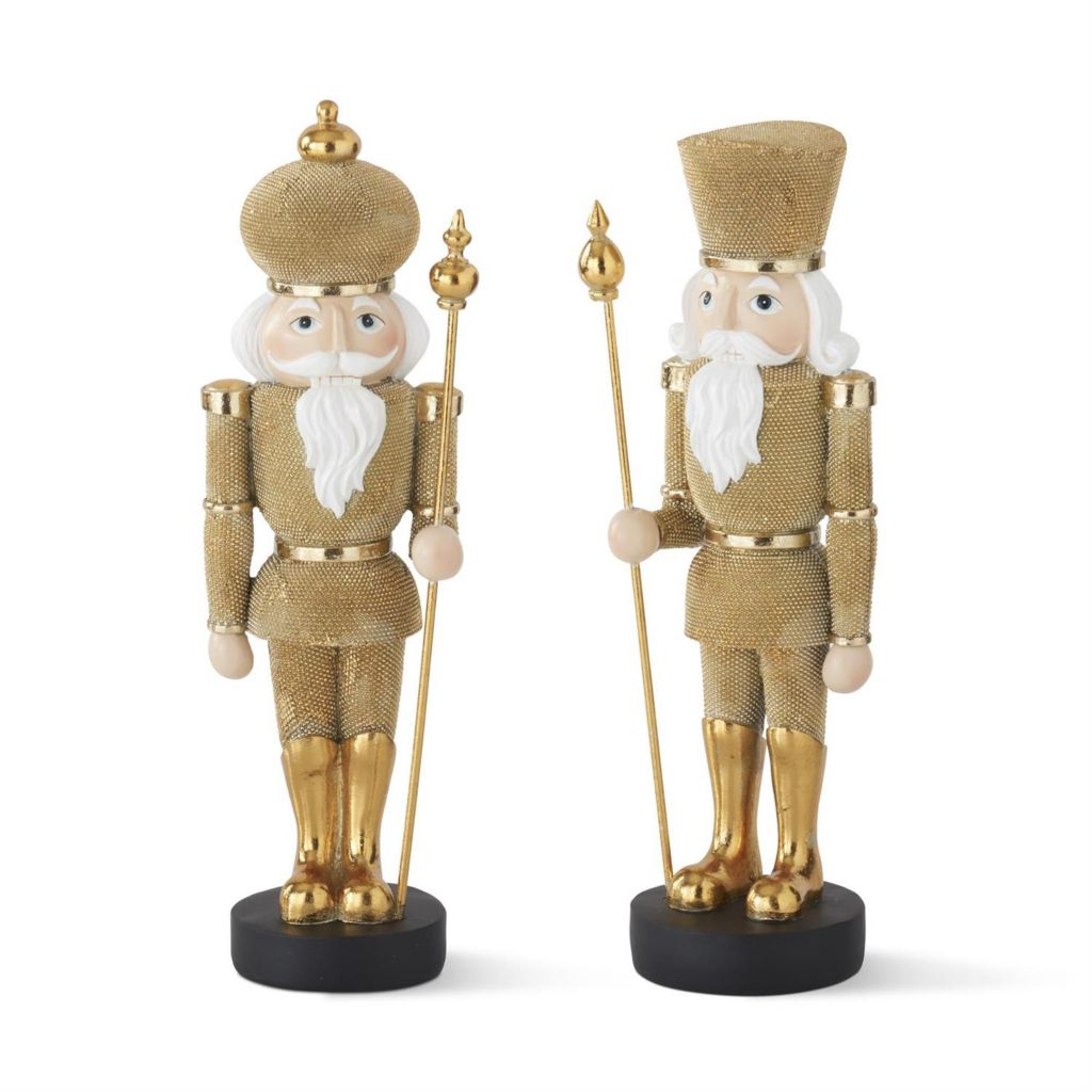 At Home w/ Jorge Parez Set of 2 Resin Gold Faux Beaded Soldiers