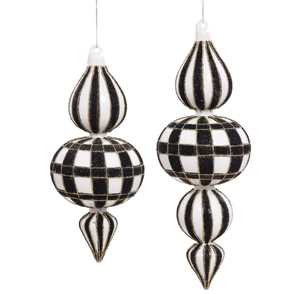 Mark Roberts Set of 2 Fancy Stripes 8" Finial Ornaments