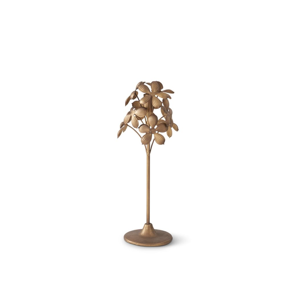 At Home w Jorge Parez Golden Metal Flower Taper Candleholders