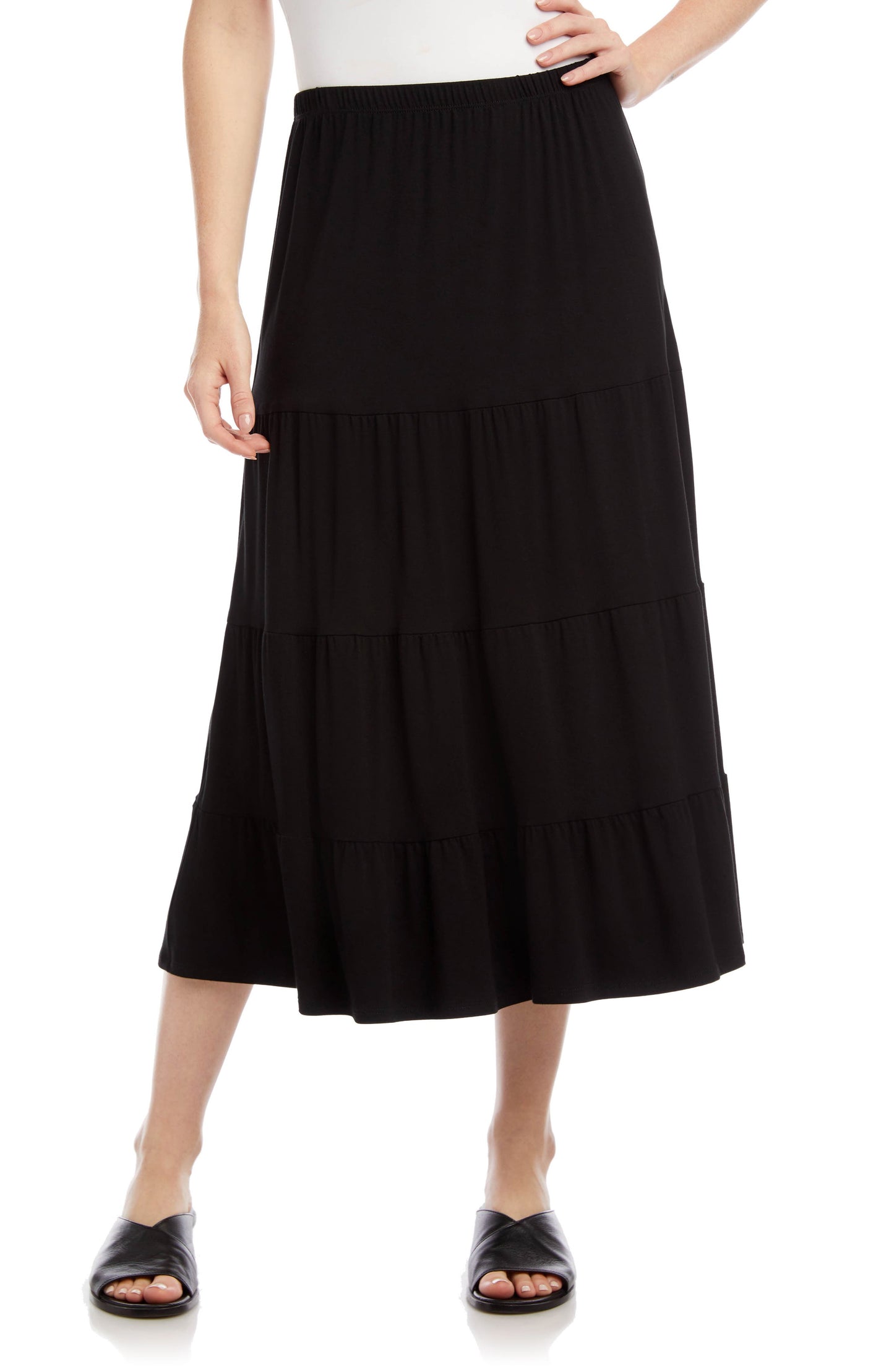 Karen Kane Women's Tiered Midi Skirt Black Size L