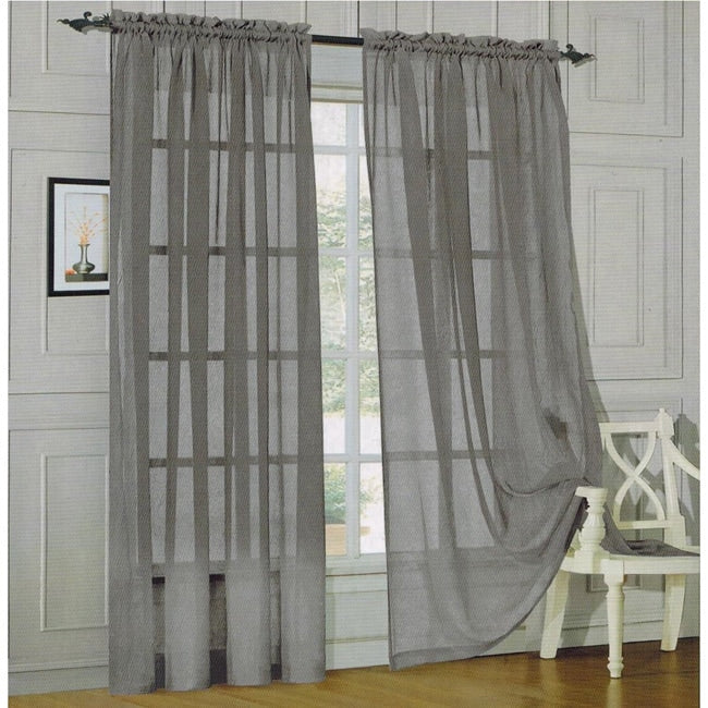 Elegant Comfort 84inch Window Sheer Curtain Panel Pair  60 x 84