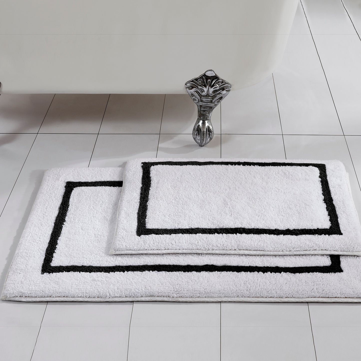 Modern Threads 2Pack Reversible Contrast Stripe Bath Mat Set