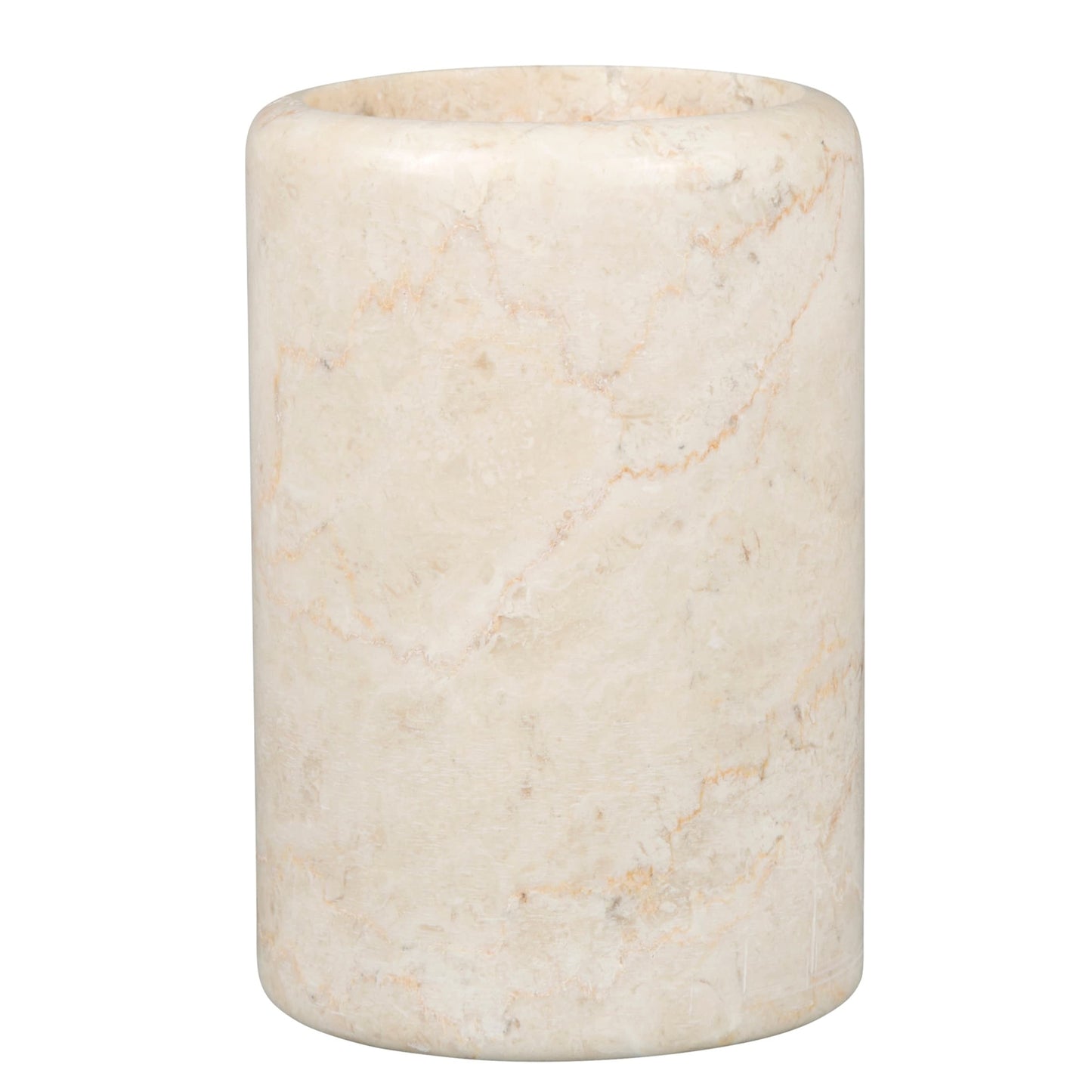 Creative Home Spa Collection Champagne Marble Tumbler Toothbrush Holder Makeup Brush Organizer  Beige