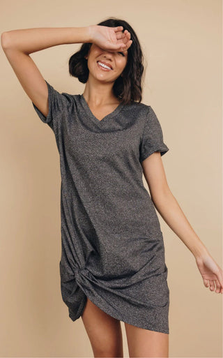 Frankie & Pop Women's Odell Knotted Stretchy Light Mini Dress Pool Coverup Gray Size Small