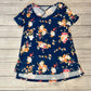 Frankie & Pop Women's V Neck casual country graphic beach Tops Blue Size Medium