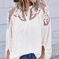 Frankie & Pop Women's Peasant Invitation Lace Chiffon Long Balloon Sleeve Top White Size Medium