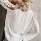 Frankie & Pop Women's Peasant Invitation Lace Chiffon Long Balloon Sleeve Top White Size Medium