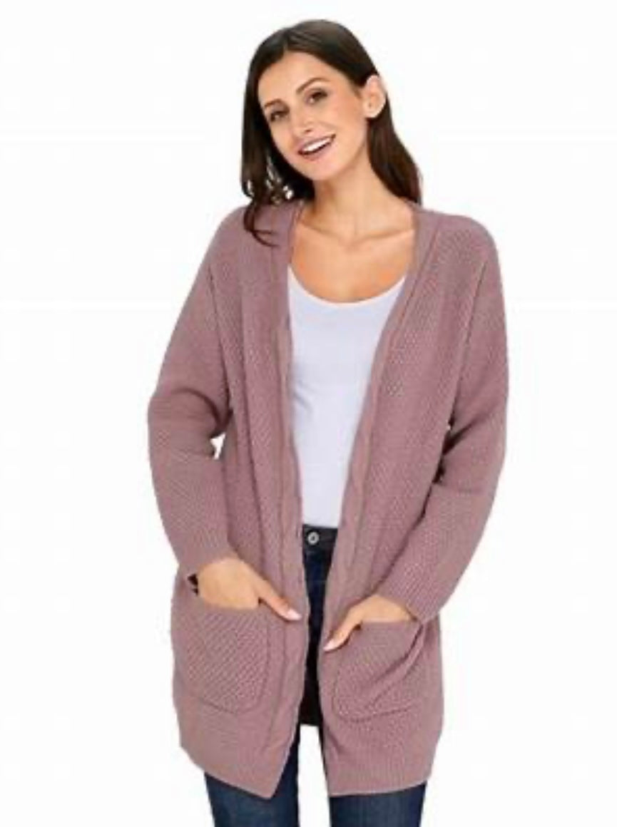 Frankie & Pop Women's Long Sleeve  Front Pocket Cardigan Pink Size Small