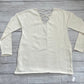 Frankie & Pop Women's Long Sleeve Cage V Neck Knit Sweater Top White Size Large
