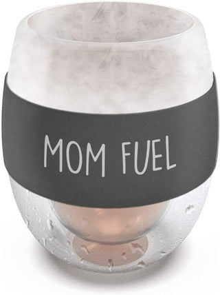 Stemless Freezer Wine Glass "MOM FUEL" Liquid-Freeze Gel Insulated Chiller Cup - Unique Gift for Mom/Mothers Day/Birthday/Christmas (8.5oz)