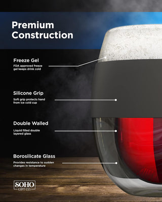 Stemless Freezer Wine Glass "MOM FUEL" Liquid-Freeze Gel Insulated Chiller Cup - Unique Gift for Mom/Mothers Day/Birthday/Christmas (8.5oz)