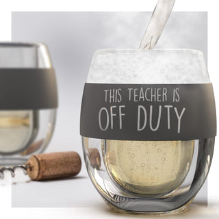 Teacher Appreciation Freezer Stemless Wine Glass Gift for Teacher Off Duty Frozen Wall Insulated Chiller Cup for Ice-Cold Drinks (Gift for Christmas/Birthday/End of Year)